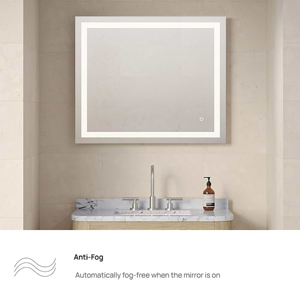 Estra Silver 36x30" Rectangle LED Mirror in Silver, View 8, open zoomed image