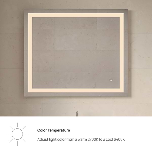 Estra Silver 36x30" Rectangle LED Mirror in Silver, View 7, open zoomed image