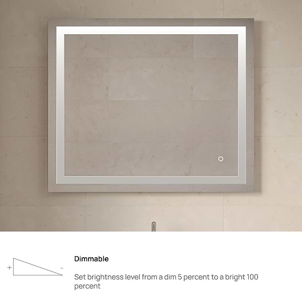 Estra Silver 36x30" Rectangle LED Mirror in Silver, View 6, open zoomed image