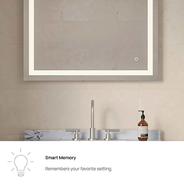 Estra Silver 36x30" Rectangle LED Mirror in Silver, View 5, open zoomed image