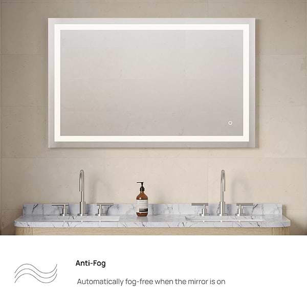 Estra Silver 48x30" Rectangle LED Mirror in Silver, View 8, open zoomed image