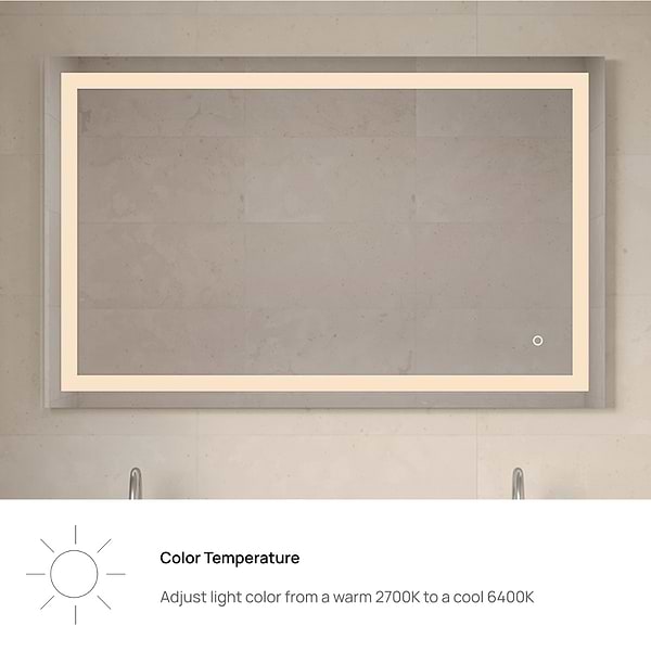 Estra Silver 48x30" Rectangle LED Mirror in Silver, View 7, open zoomed image