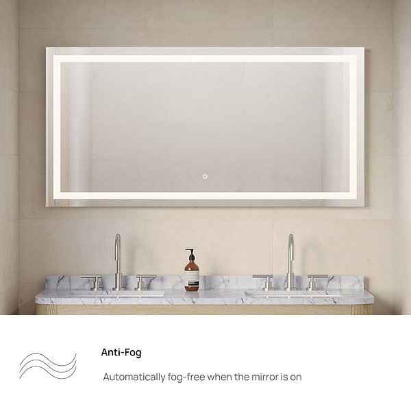Estra Silver 60x30" Rectangle LED Mirror in Silver, View 8, open zoomed image