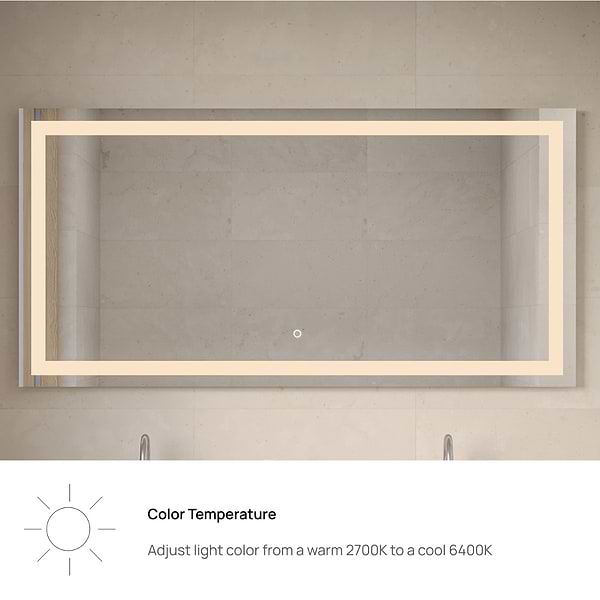 Estra Silver 60x30" Rectangle LED Mirror in Silver, View 7, open zoomed image