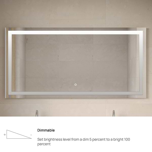Estra Silver 60x30" Rectangle LED Mirror in Silver, View 6, open zoomed image
