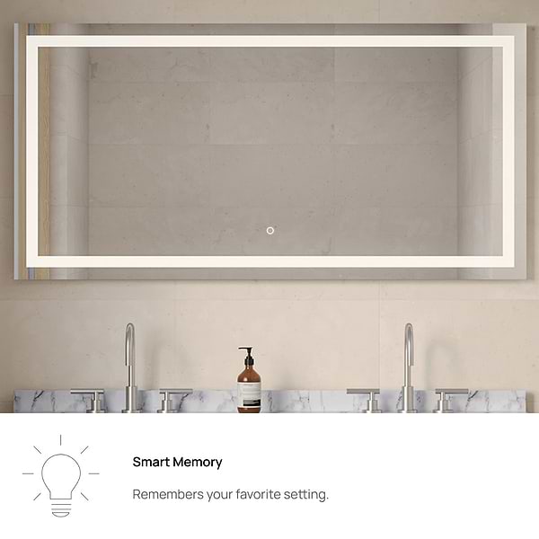 Estra Silver 60x30" Rectangle LED Mirror in Silver, View 5, open zoomed image