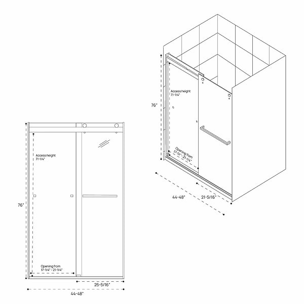 DreamLine Essence-H 48x76" Reversible Sliding Shower Alcove Door with Clear Glass in Chrome