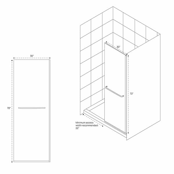 DreamLine Linea 30x72" Reversible Screen with Clear Glass in Oil Rubbed Bronze
