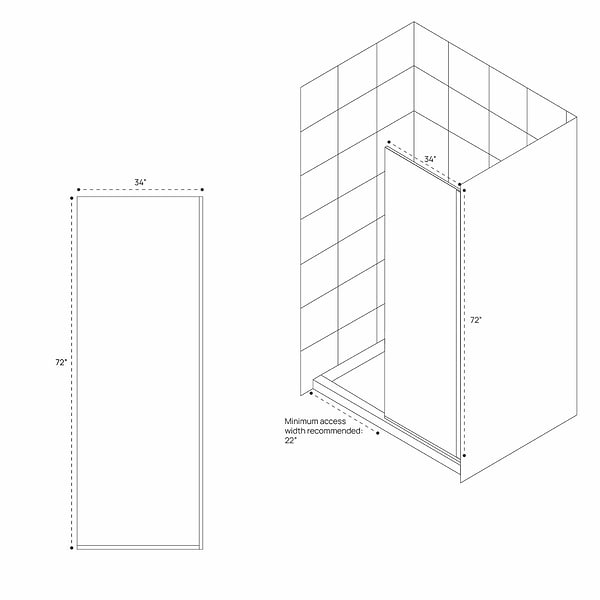 DreamLine Linea 34x72" Reversible Screen with Ombre Glass in Chrome