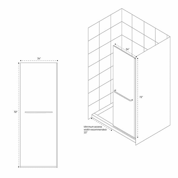DreamLine Linea 34x72" Reversible Screen with Clear Glass in Brushed Nickel