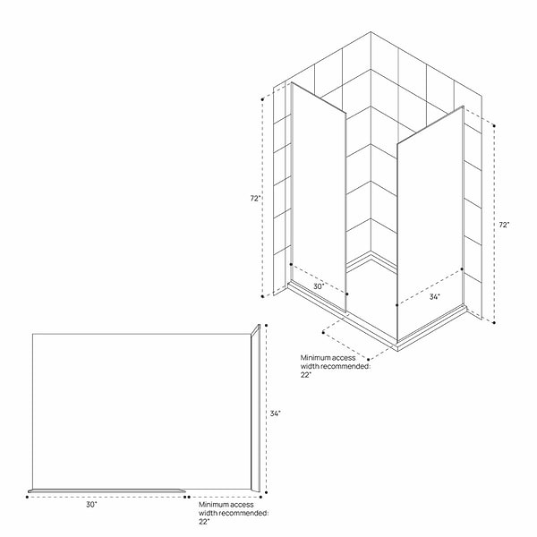 DreamLine Linea 30x34x72" Reversible Double Separate Screen Enclosure with Clear Glass in Satin Black