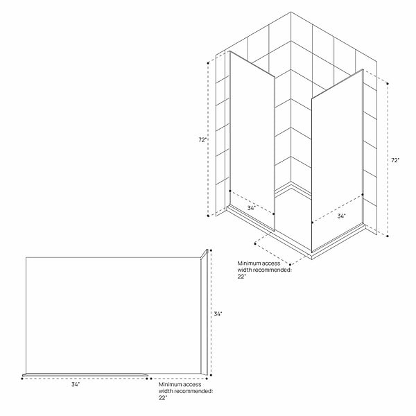 DreamLine Linea 34x34x72" Reversible Double Separate Screen Enclosure with Clear Glass in Chrome
