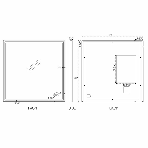 Mage Matte Black 36x36" Framed Square LED Mirror