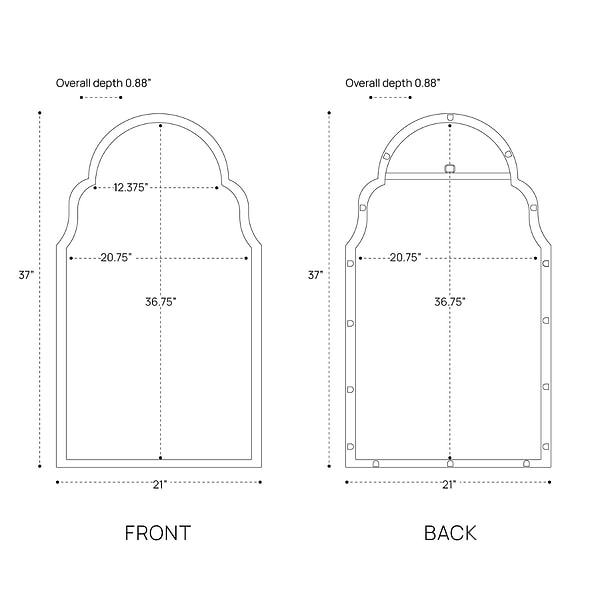 Rialto Medina Black 21x37" Framed Arched Mirror