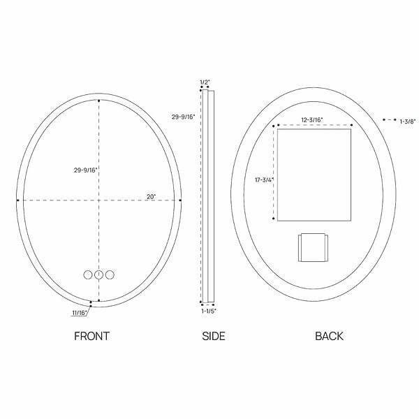 Rige 20x36" Oval LED Mirror