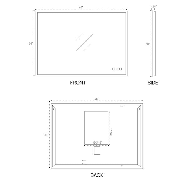 Rige 48x30" Rectangle LED Mirror