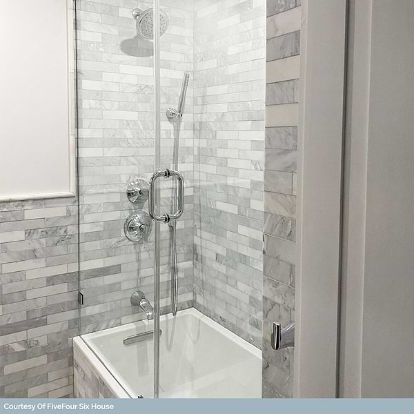 Sample of Brushed Stone Carrara Marble Subway Tile- 2x8 ($16.95 Per Sq. Ft.)