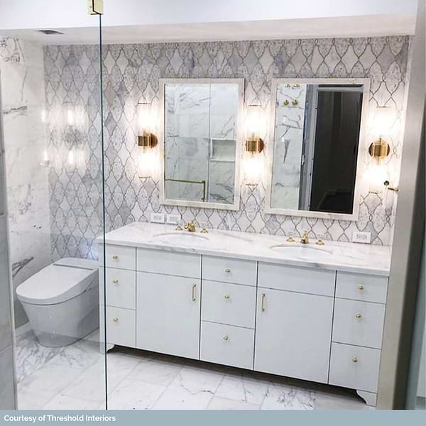 Duchess Lena White Polished Marble & Brass Tile