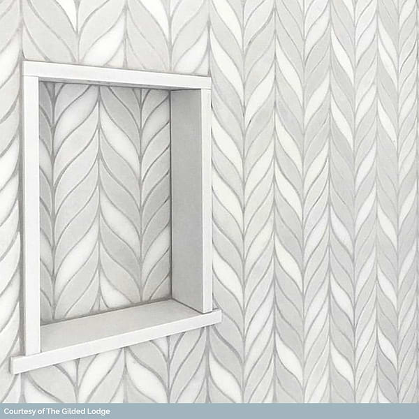 Nabi Sprig Glacier White Marble & Crackled Glass Tile