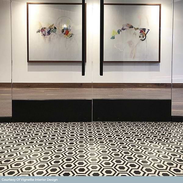 Cosmos Nero & Asian Statuary 4" Hexagon Marble Polished Mosaic Tile