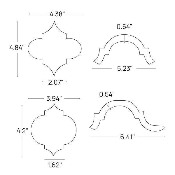 Nabi Arabesque Gunmetal Gray 4" Mixed Finish Glass & Marble Mosaic Tile