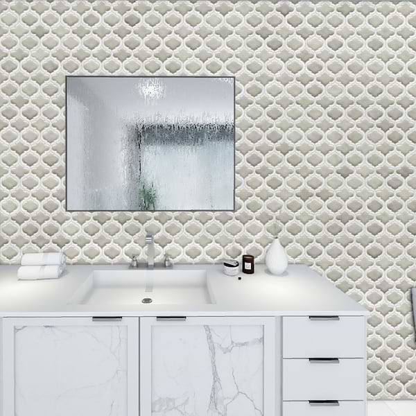 Nabi Arabesque Tundra Marble & Crackled Glass Tile