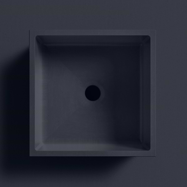 Kuba Midnight Black 14" Concrete Square Floating Sink by mudd.concrete