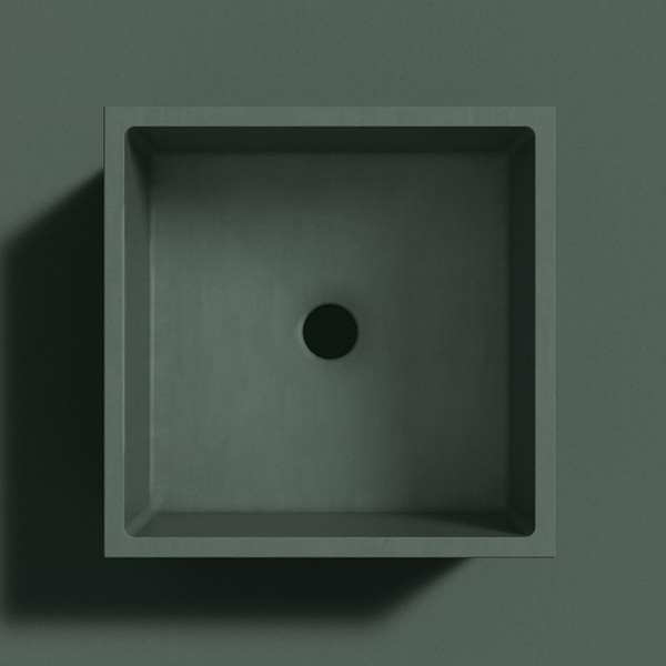 Kuba Forest Green 14" Concrete Square Floating Sink by mudd.concrete