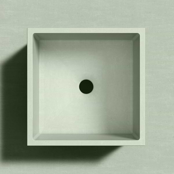 Kuba Thyme Green 14" Concrete Square Floating Sink by mudd.concrete