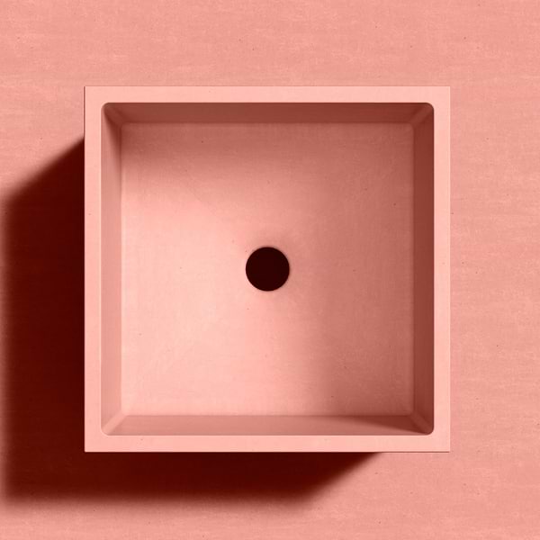 Kuba Mousse Pink Pink14" Concrete Square Floating Sink by mudd.concrete
