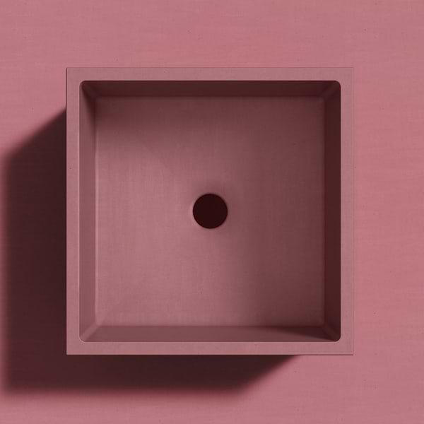 Kuba Berry Pink 14" Concrete Square Floating Sink by mudd.concrete