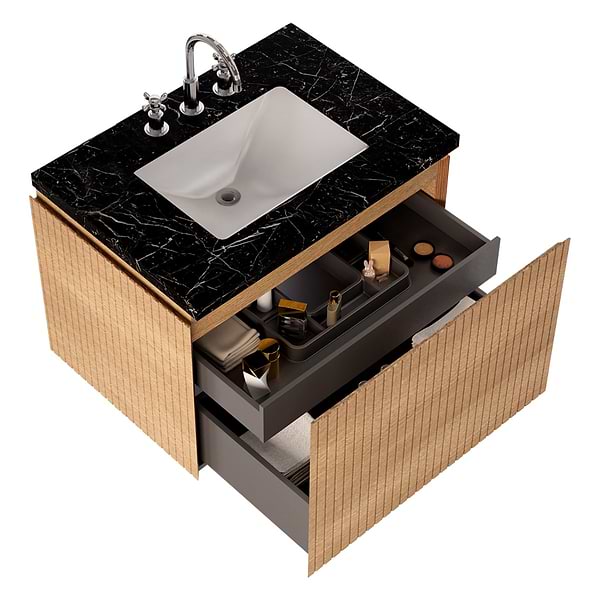 Melrose White Ash 30" Single Vanity with Nero Marquina Marble Top