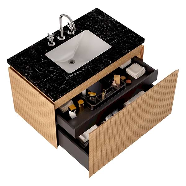 Melrose White Ash 36" Single Vanity with Nero Marquina Marble Top