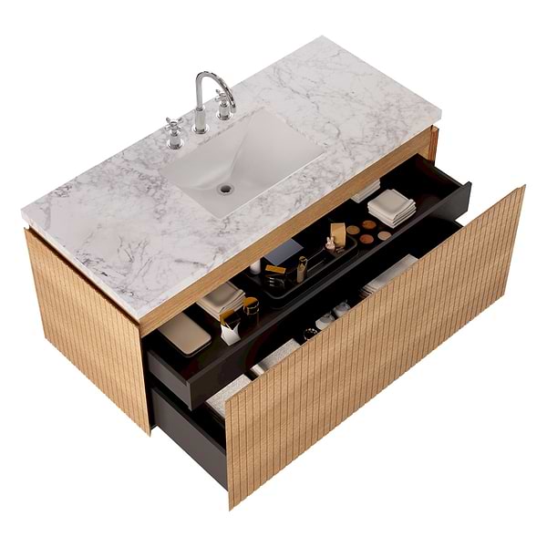 Melrose White Ash 48" Single Vanity with Carrara Marble Top