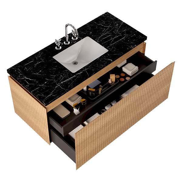 Melrose White Ash 48" Single Vanity with Nero Marquina Marble Top