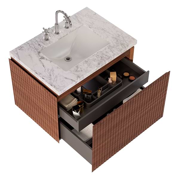 Melrose Walnut 30" Single Vanity with Carrara Marble Top