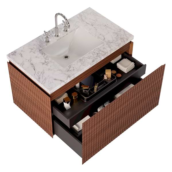 Melrose Walnut 36" Single Vanity with Carrara Marble Top