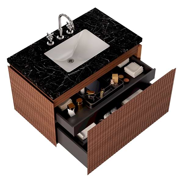 Melrose Walnut 36" Single Vanity with Nero Marquina Marble Top