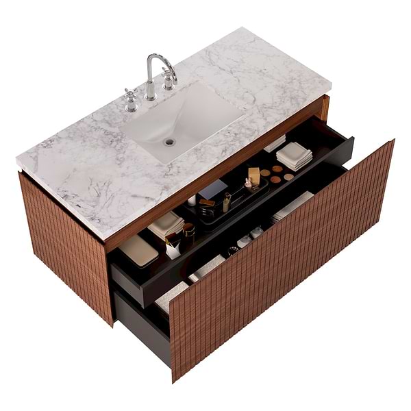 Melrose Walnut 48" Single Vanity with Carrara Marble Top