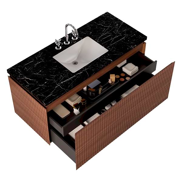 Melrose Walnut 48" Single Vanity with Nero Marquina Marble Top