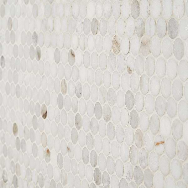Alaska White 3/4" Penny Round Polished Mosaic Tile