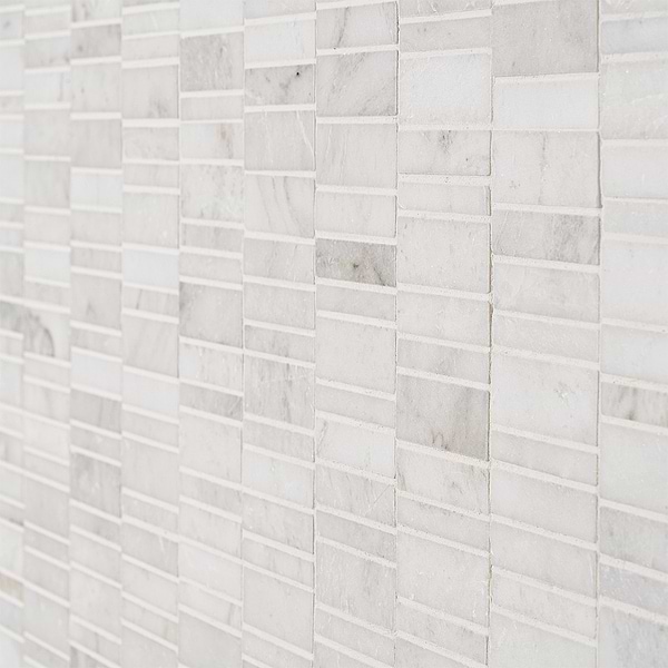 Alaska White Waterfall Polished Marble Bricks Mosaic Tile