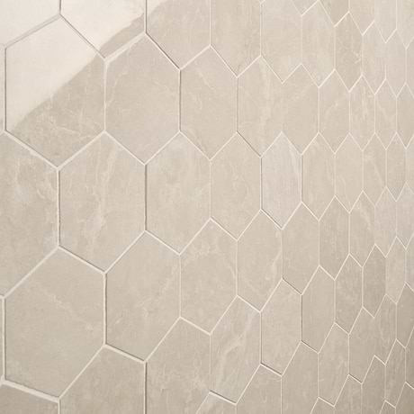 Botticino Extra Light Beige 4” Hexagon Polished Marble Mosaic Tile