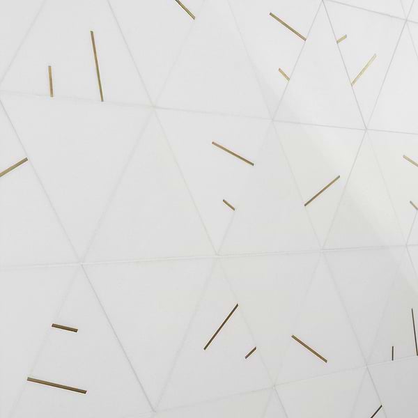Ravi Thassos Polished Marble and Brass 7x7 Mosaic Tile