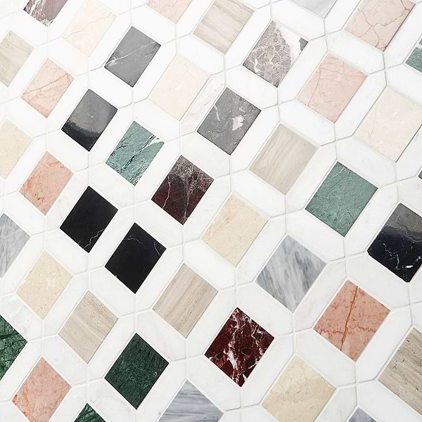 Nola Multicolor 2x2 Polished Marble Mosaic Tile