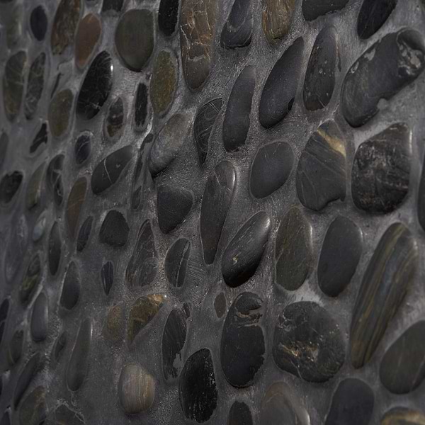 Cobblestone Black Full Pebble Polished Mosaic Tile