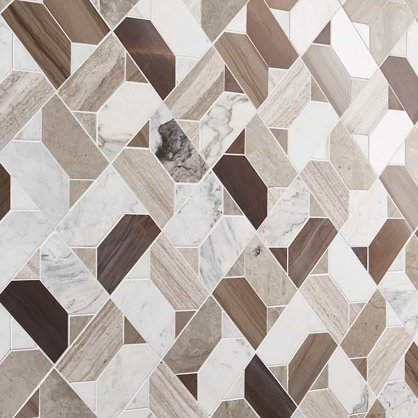 Isobel Russet Brown Polished Marble Luxury Mosaic Tile