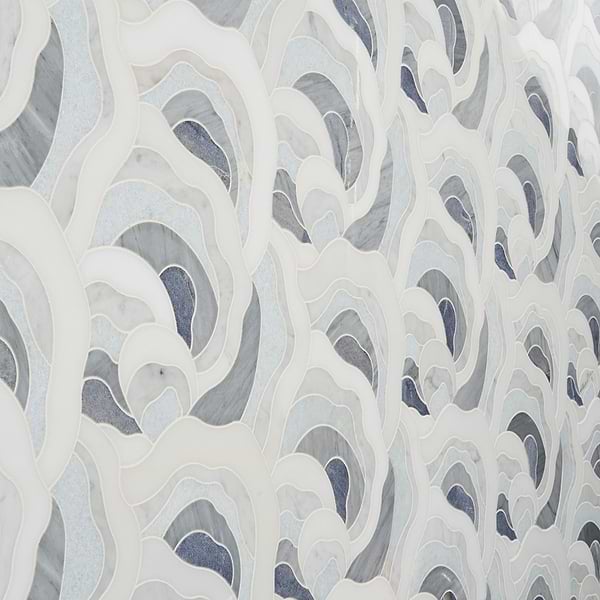 Iris Azul Macauba Blue Polished Marble Waterjet Mosaic Tile
