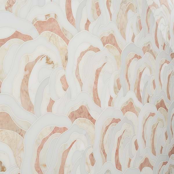 Iris Rosa Onyx Pink Polished Marble Waterjet Mosaic Tile