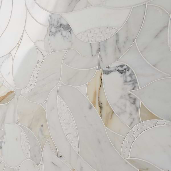 Raina Calacatta Gold Polished Waterjet Marble Mosaic Tile